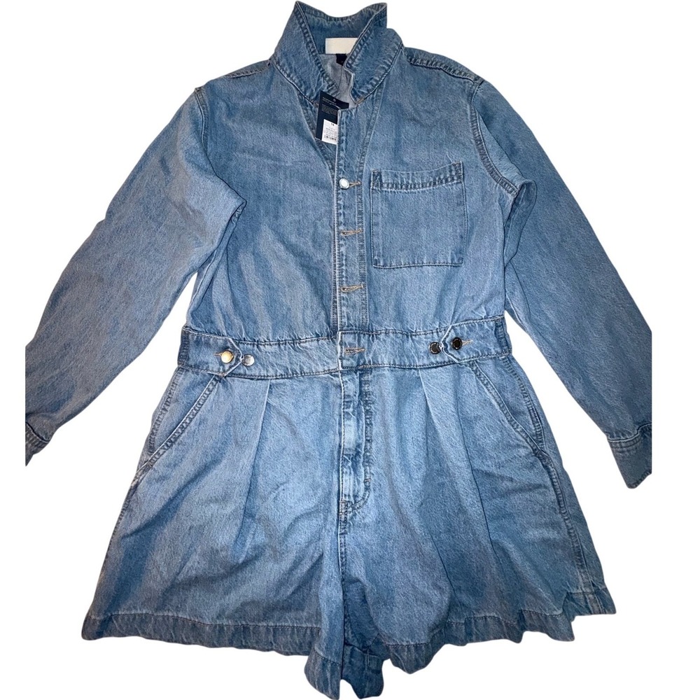 Universal Thread Women Blue Denim Long Sleeve Romper Medium Wash Size 14 NWT